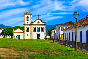 Fototapeta na wymiar Historical center of Paraty, Rio de Janeiro, Brazil. Paraty is a preserved Portuguese colonial and Brazilian Imperial municipality
