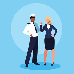 sailor man and businesswoman avatar character