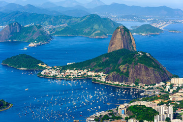 The mountain Sugar Loaf and Botafogo in Rio de Janeiro, Brazil