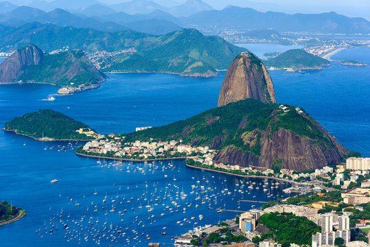 The mountain Sugar Loaf and Botafogo in Rio de Janeiro, Brazil