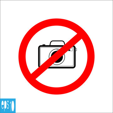 Black color photo camera forbidden icons, sign , do not take photo - vector illustration