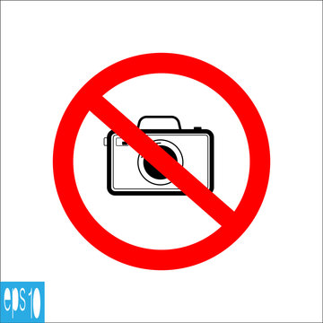 Black color photo camera forbidden icons, sign , do not take photo - vector illustration