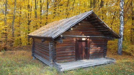 Traditional Log Cabin Storage Outbuilding at Ukrainian Cultural Village