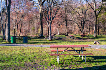 Naklejka premium A Red Picnic Table