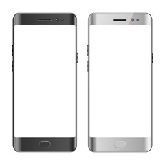 Black and white smartphone, blank screen mobile phone, isolated vector illustration