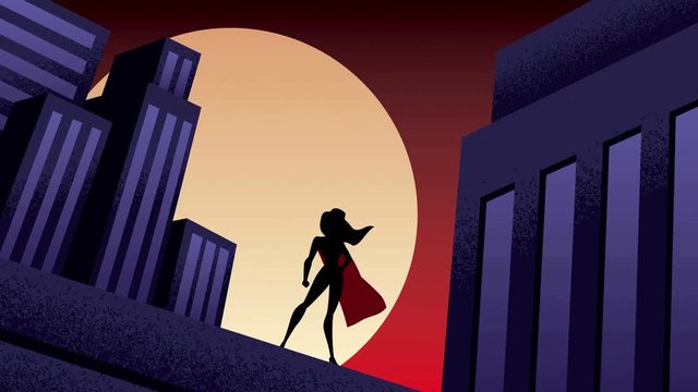 Superheroine City Night Animation