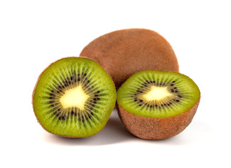 Cuted kiwi fruit isolated on white background, healthy food