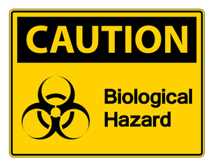 Obraz premium Caution Biological Hazard Symbol Sign on white background,Vector illustration