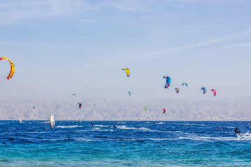 summer vacation season concept scenic landscape photography of Red sea nature view with wind...