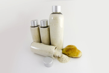 Amber powder in a clear bottle. Used for processing amber stones. Comosite with amber powder and...