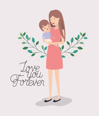 mothers day card with mother and son leafs crown