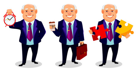 Cheerful fat business man cartoon character