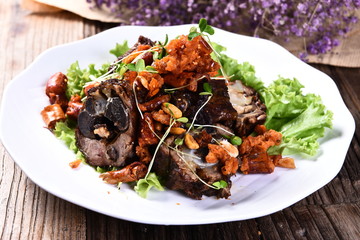 grilled meat and vegetables