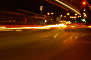 traffic in the city at night