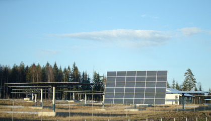 Fototapeta na wymiar Solar panels in group on a field