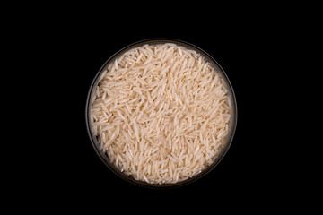 rice closeup. rice on a black background.
