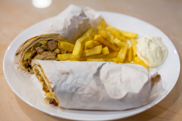 shawarma with basil pesto