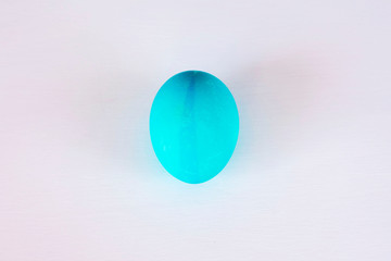 Easter eggs multicolored isolated on white background. Minimal easter concept. Happy easter card with copy space for text. Top view, flat.