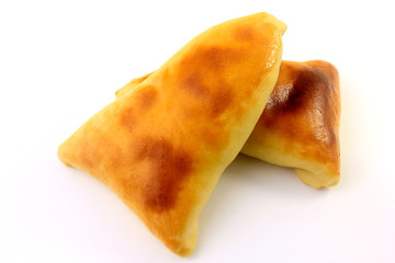 meat sfiha (esfiha) of arabic origin traditionally adapted for brazilian cuisine on white background