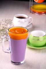 cup of tea with lemon and flowers
