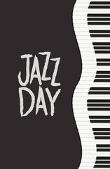 jazz day poster with piano keyboard