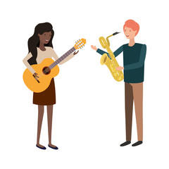 couple with musical instruments avatar character