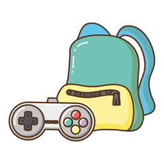 travel backpack and videogames control icon