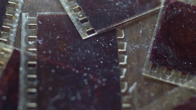 Close up of old vintage slide films