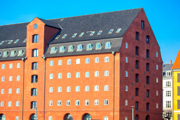 scandinavian red house , exterior view