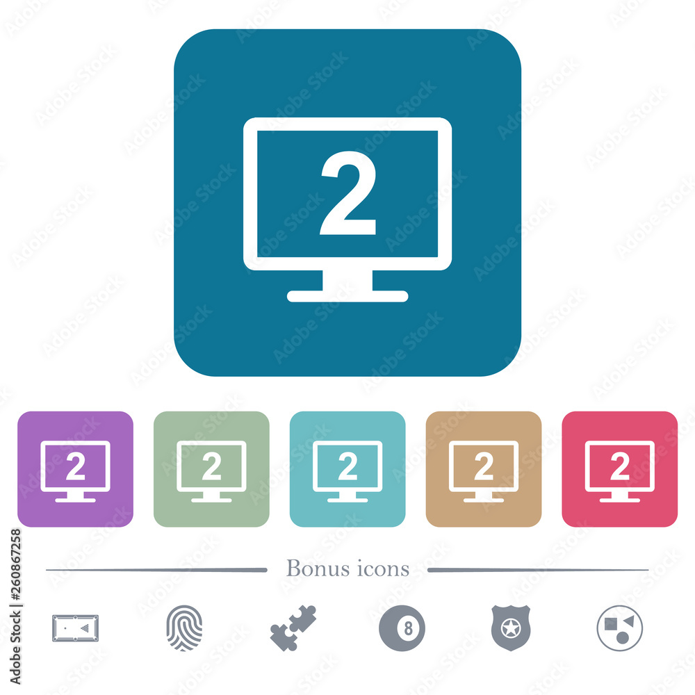 Aufkleber secondary display flat icons on color rounded square backgrounds