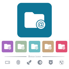 Directory email flat icons on color rounded square backgrounds