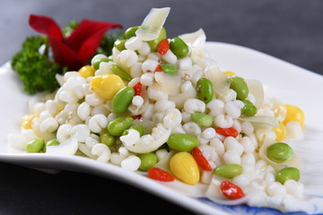 fresh salad with cheese and olives