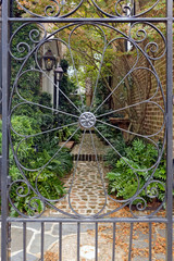 Naklejka premium Gated courtyard in Charleston, South Carolina, US, October,2017.