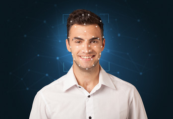 Recognition of a face by layering a mesh. Biometric verification and identification