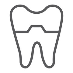 Damaged tooth line icon, dentist and dental, cracked tooth sign, vector graphics, a linear pattern on a white background.