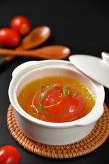 tomato soup in a bowl