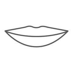 Lips thin line icon, mouth and female, smile sign, vector graphics, a linear pattern on a white background.