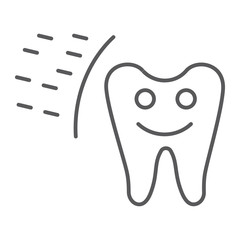 Protected tooth thin line icon, mouth and dental, healthy tooth sign, vector graphics, a linear pattern on a white background.