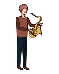 Obraz premium young man with saxophone character