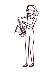 young woman with saxophone character