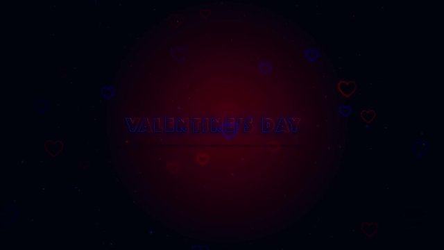 Happy Valentine's Day Little hearts are on dark background with sparks. Conceptual backgroud. Appearing lettering and moving background. Action. Animation. 3D. 4K.