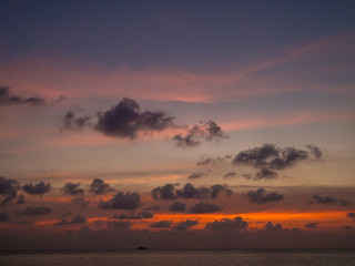 Beautiful, multi-colored clouds at sunset. Ko Phangan.Thailand.