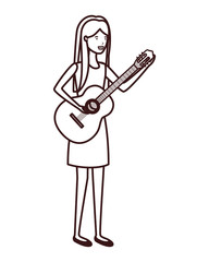 young woman with guitar character