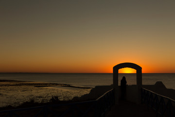 Sunset at the Las Grutas Beach in Argentina.
