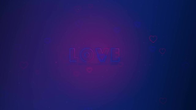 Love is in the air. Little hearts are on dark background with sparks. Conceptual backgroud. Close up. Moving and shifting background. Action. Animation. 3D. 4K.
