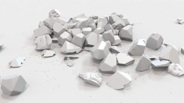 Breaking plaster human brain model. Disease, stress or idea crisis conceptual 3D animation
