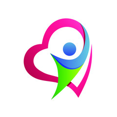 People With Heart Shape Logo Vector