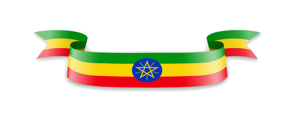 Ethiopia flag in the form of wave ribbon.