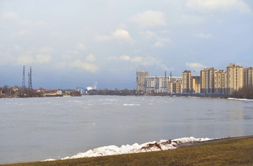 Naklejka premium View of Neva River on the outskirts of St. Petersburg.