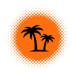 Palm tree icon on halftone round shape